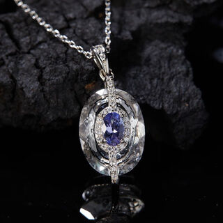 Lie rui's new design s925 sterling silver inlaid with natural tanzanite white crystal color treasure necklace women's high-end pendant necklace necklace