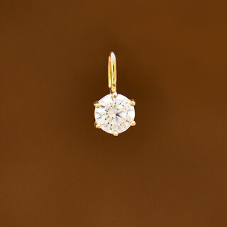 The library selects korean fashionable 10k gold pendant, exquisite and versatile geometric diamond-encrusted six-claw pendant, colored gold necklace, clavicle pendant, pendant (without chain)