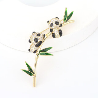 Woug bamboo peace cute panda brooch bamboo women's national style design exquisite suit corsage gold