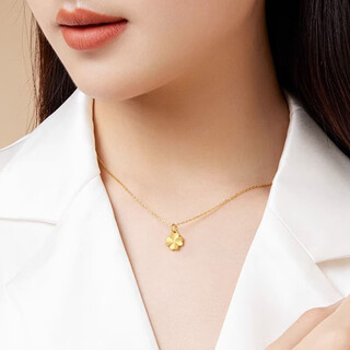 Pufei foot gold four-leaf clover pendant gold necklace women's 2024 new light luxury niche gift for girlfriend to wear four-leaf clover pendant 1g