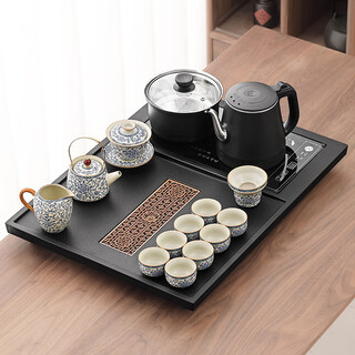 Tangfeng tea set complete automatic integrated tea tray home office high-end tea table kettle kung fu teapot tea cup set qiming tea tray + perfect ivy handle teapot 12 heads