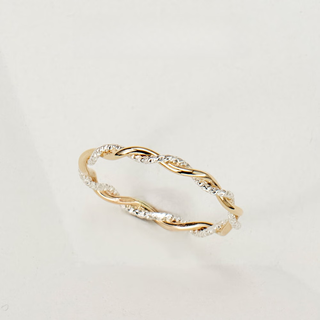 Sen uses 14k gold-filled sterling silver gold and silver contrasting shiny faceted twist ring for women, european and american style, light luxury and exquisite niche tail ring, us no. 2