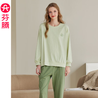 Fenteng spring and autumn couples new long-sleeved pajamas pure cotton pullover women's round neck large size men's youth cotton home clothing set