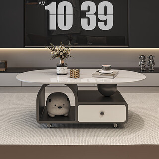 Seaworthy italian-style slate coffee table living room light luxury high-end small apartment modern removable 2025 new small tea table black frame white cabinet bright white slate 100