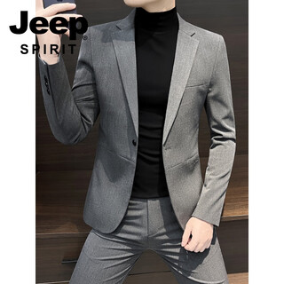 Jeep spirit suit suit casual men's small suit jacket autumn and winter 2025 new business sense handsome slim korean style casual dark gray single suit m recommended 100jin jin equal to within 0.5 kg