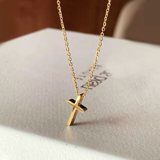 Quamer old phoenix gold store cross necklace 2025 new hot style 18k gold pendant clavicle chain women's necklace fx08-cross necklace-gold