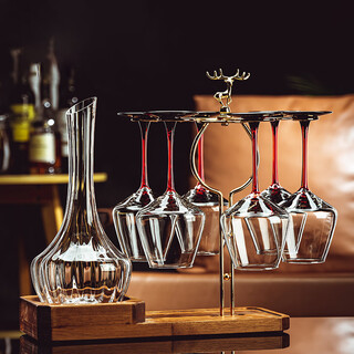 Baichunbao european crystal red wine cup for home use one-piece burgundy goblet decanter wine set red stem red wine cup eight-piece set 450ml