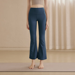 Luluuvttoh high waist hip lifting yoga pants women's nude flared pants seamless stretch pants pilates sports fitness wide leg pants scented whale blue m recommended 95-110 jin jin equals 0.5 kg