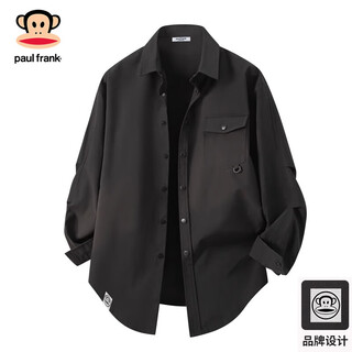 Big mouth monkey (paul frank) long-sleeved shirt men's spring and summer loose high-grade white casual inner wear base work clothes jacket top black official authentic xl recommended 135-150jin jin equals 0.5 kg