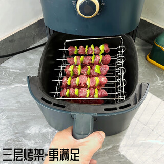 Fancychic 3164 air fryer grill grill skewers rack oven barbecue rack stainless steel three-layer grill steam rack air fryer universal barbecue rack stainless steel grill + 15 skewers 15cm long
