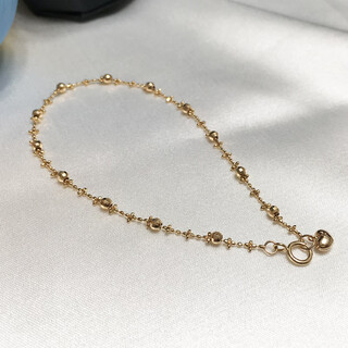 Kechu 18k gold plain gold faceted beaded bean bracelet, worn alone and stacked, exquisite and romantic rokeke 18k gold, it is recommended to be 1cm larger than the hand circumference 16cm