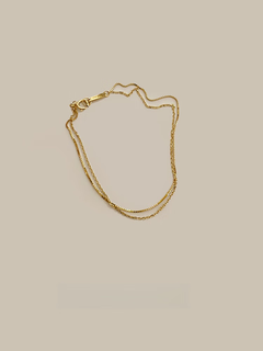 Jinzhu hetao fashionable and smart double-layer chain box cross chain full 18k gold bracelet plain gold non-fading au750 about 15.5cm/1.1g