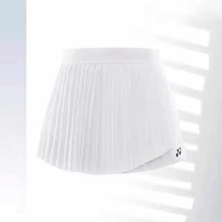 YY新款羽毛球服女短裙百褶裙运动跑步速干透气比赛训练服半身裙显瘦 白色百褶裙 M