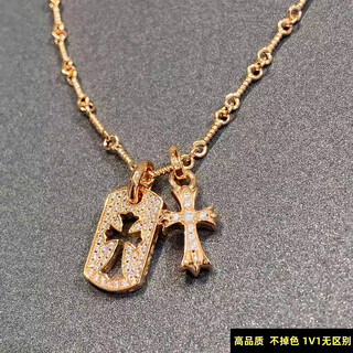 Tomikuro's hollow cross pendant full of diamonds necklace 925 sterling silver plated with 18k gold for men and women to wear light luxury high-end hollow cross full of diamond pendant (silver plated with 18k gold)