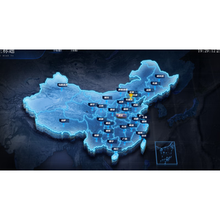 酷炫暗黑蓝色科技感可视化大屏国3D地图纹理组件PSD源文件