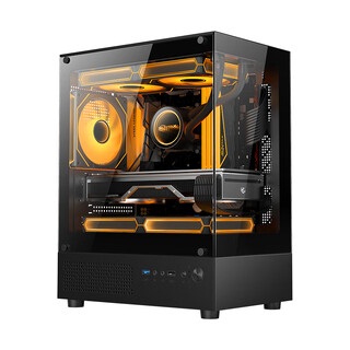 Sumtax xuanwu mini gaming computer desktop main box vertical air duct air cooling/m-atx motherboard/240 water cooling/270 sea view room/4090 graphics card new model-xuanwu mini-black usb2.0 acrylic side view