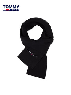 Tommy hilfiger new year's gift soft and comfortable men's simple embroidered cotton knitted scarf 12649 os black bds