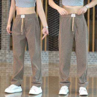 Semir 2025 autumn new men's casual pants trendy fashion versatile velvet korean style autumn and winter thick loose straight pants 585 khaki thick section 2xl 145-165jin jin is equal to 0.5 kg