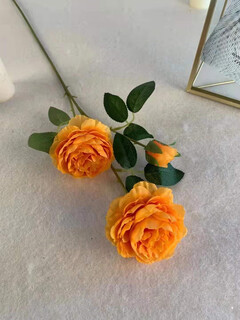 Simulated 3-head foreign peonies wedding flower arrangement rose sea wedding arrangement fake flowers brazilian roses arranged on the ground to lead silk flowers orange