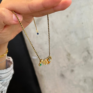 Chihuan vintage second-hand k gold smiling face green water drop pendant swivel pendant sweater chain black gold braided rope necklace necklace non-fading necklace single / about 50cm exclusive customization