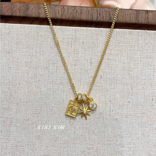 Zhien vintager medieval star and moon myth necklace for women 18k gold sun flower meteor brand sterling silver pendant retro national style vintager star and moon myth clavicle chain