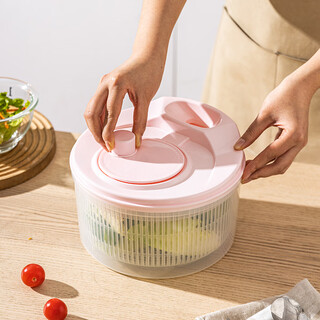 Modern housewife vegetable dehydrator household manual salad spinner vegetable basket kitchen spin dryer vegetable washing and draining artifact vegetable dehydrator - cream white