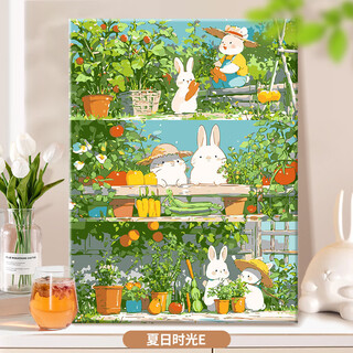 Bo naling digital oil painting diy living room filling hand painting painting coloring handmade oil painting decorative painting children's painting gift summer time-e style 40*50 with inner frame