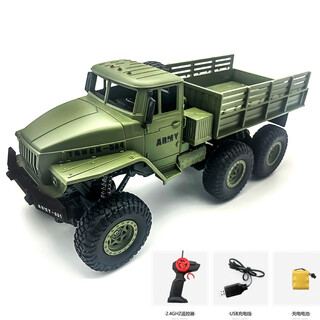 Jingxuan toy truck large truck remote control heavy large remote control heavy truck off-road vehicle charging children's electric vehicle green remote control six-wheel military truck total use of two batteries is about 6080 minutes