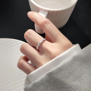 Mimore s925 silver möbius ring female niche design ins simple vegetarian ring index finger ring adjustable ring