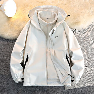 Assault jacket for men and women, spring and autumn style, detachable three-in-one windproof and waterproof jacket for couples, outdoor hiking wear, ivory white, same style for men and women - jacket + lining l recommended 110-130 jin jin equals 0.5 kg