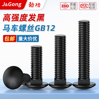 Jinggong (jinggong) 8.8 grade carriage screw high strength semi-round head square neck bolt shelf bridge screw m6m8m10m12m16 m16*120 half thread (2 pieces)