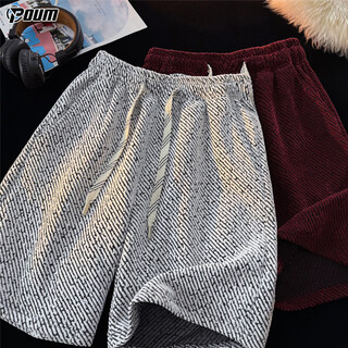 Poum american trendy brand shorts men's summer outer casual ice silk sports beach pants 6678 light gray xl