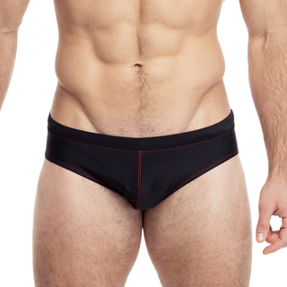 TADDLEE泳裤男速干纯色低腰性感双层防尴尬男士泳衣防水泡温泉海边三角裤 黑色 M