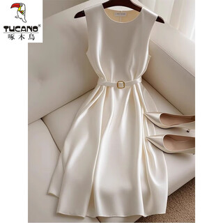 Woodpecker french style, high-end, simple, elegant, high-end, refined, formal occasion white sleeveless dress for summer j2112-white dress m recommended 80-95jin jin is equal to 0.5 kg