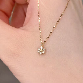 Puli 18k gold natural diamond small flower pendant daisy necklace women's clavicle chain women's high-end simple au750 neck jewelry 20 points or less, not graded 18k gold custom f-g/excellent white 1 point
