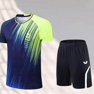 蝴蝶球衣2025新款乒乓服男女款短袖速干乒乓服比赛运动训练服羽毛球服 女装荧光绿套装 2XL