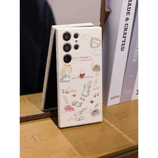 Lzqly alice in adventures samsung galaxys25+ mobile phone case silicone s24ultra mobile phone case all-inclusive anti-fall s25 straight edge tpu-antique white-alice in adventures samsung galaxy s24 ultra