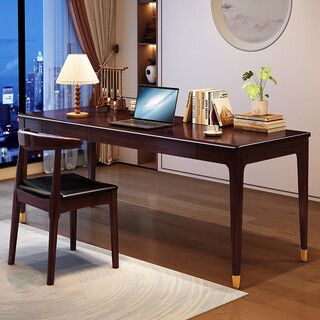 Meiyixuan new chinese style solid wood long desk home office desk and chair combination modern simple computer desk study simple workbench rosewood color #single desk imported rubber wood no veneer 180cm*60cm*75cm three drawers