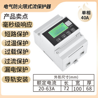 Electrical fire protection fire current limiting protector charging pile protector single/three-phase dbacs-ascp acs(b)-63/2 40a single-phase economical model