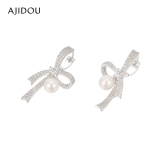 Ajidou ajidou earrings birthday gift for women bow series romantic and sweet earrings for girlfriend and wife silver
