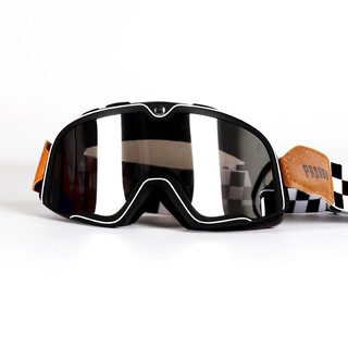 Vgv motorcycle helmet full helmet motorcycle retro black and white checkered mirror copper mirror black leather mirror copper mirror transparent black and white checkered mirror