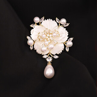 Shaoyu german mother-of-pearl brooch for women, high-end, light and luxurious, camellia hanging mother-of-pearl day brooch, jewelry gift, white camellia, ordinary size