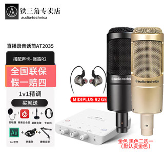 Audio-technica at2035 professional condenser microphone, computer live broadcast of karaoke, dubbing, audio book, voice hall professional recording microphone at2035+midi r2, free 1v1 tuning