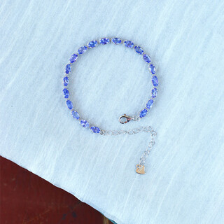 Chiying 2025 new trendy high-quality colored gemstones natural tanzanite sterling silver inlaid bracelet women's colored gemstone hand jewelry gift. one piece will be sent randomly. the bare stone is about 5*3mm.