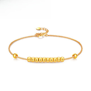 Taijufu pure gold perfect 18k gold bracelet women's anklet color gold bead thin chain showing thin hands couple birthday gift 18k gold bracelet perfect bracelet + national inspection certificate + counter packaging