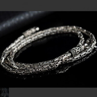 Lingmeng 925 sterling silver jewelry retro thai silver trendy men's keel necklace men's personality domineering fashion gift 60 cm