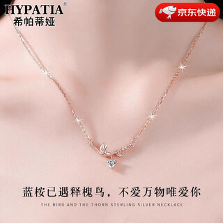 Hypatia eucalyptus has met the bird of relief 999 sterling silver necklace women's luxury niche clavicle chain birthday gift for girlfriend 999 silver eucalyptus has met the necklace - rose gold