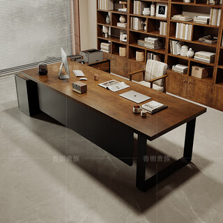 Champs noble general manager office log large board desk with side cabinets high-end all solid wood executive desk boss desk workbench pine table 180l*80w*75h*thickness 5cm cabinet 150l*35w*61h