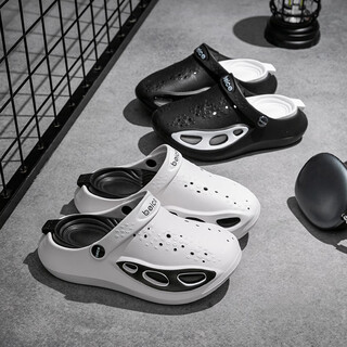 Pig daddy children's croc shoes boys' indoor non-slip outdoor wear-resistant soft sole medium and large children's 2025 new sandals and slippers white 38