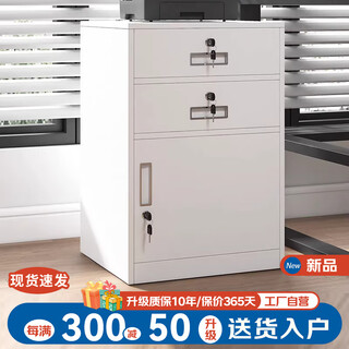 Double file cabinet, iron cabinet, office under desk drawer locker, low cabinet, information storage side cabinet, small cabinet with lock, 65 high grade white, 0.5mm standard style